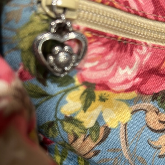 Brighton Jodi Black Leather Embroidered Heart Toile Liner Silver Filagree Bag - Picture 7 of 8